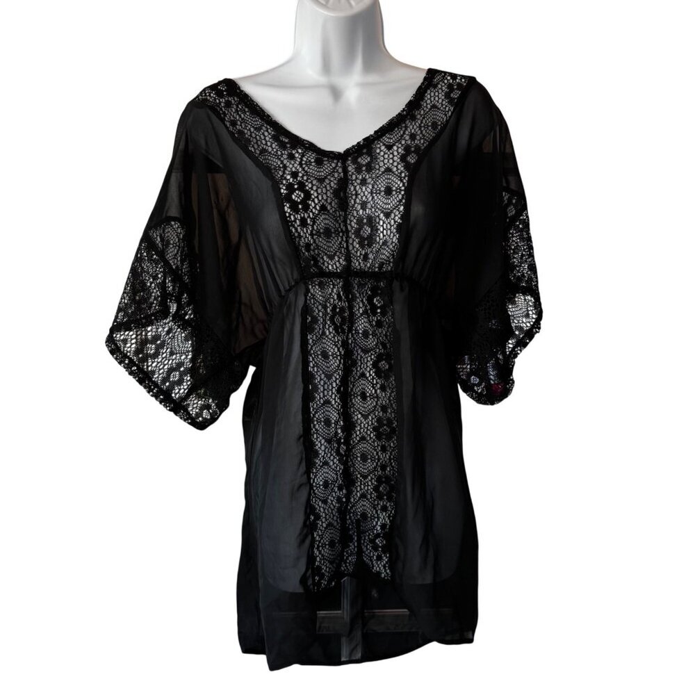 Xhilaration  Black Sheer Lace Swim Cover-Up Dress Size Small NEW NWT